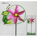 2016 wholesale new design frog windmill metal garden stake